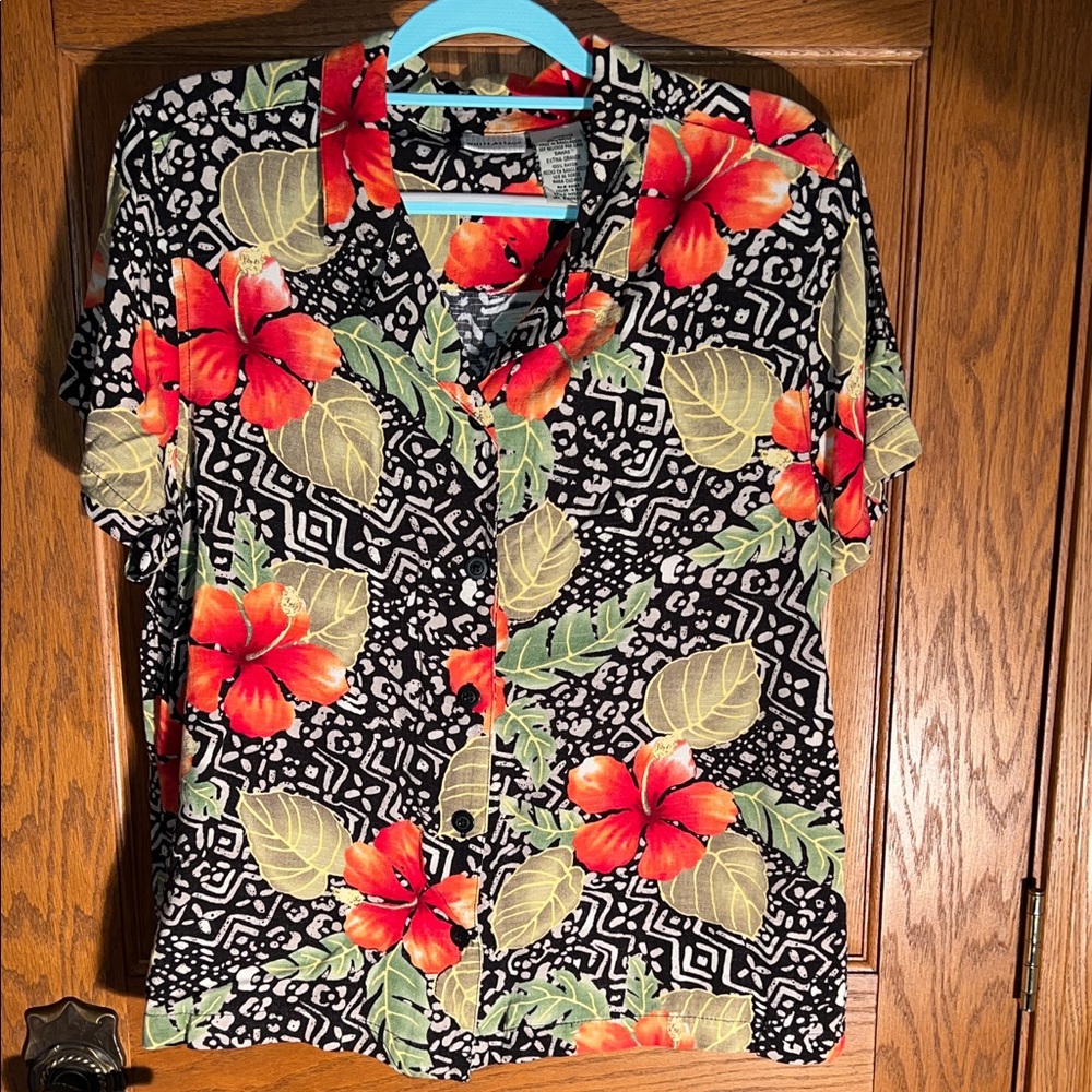 Floral Black and Red  Shirt